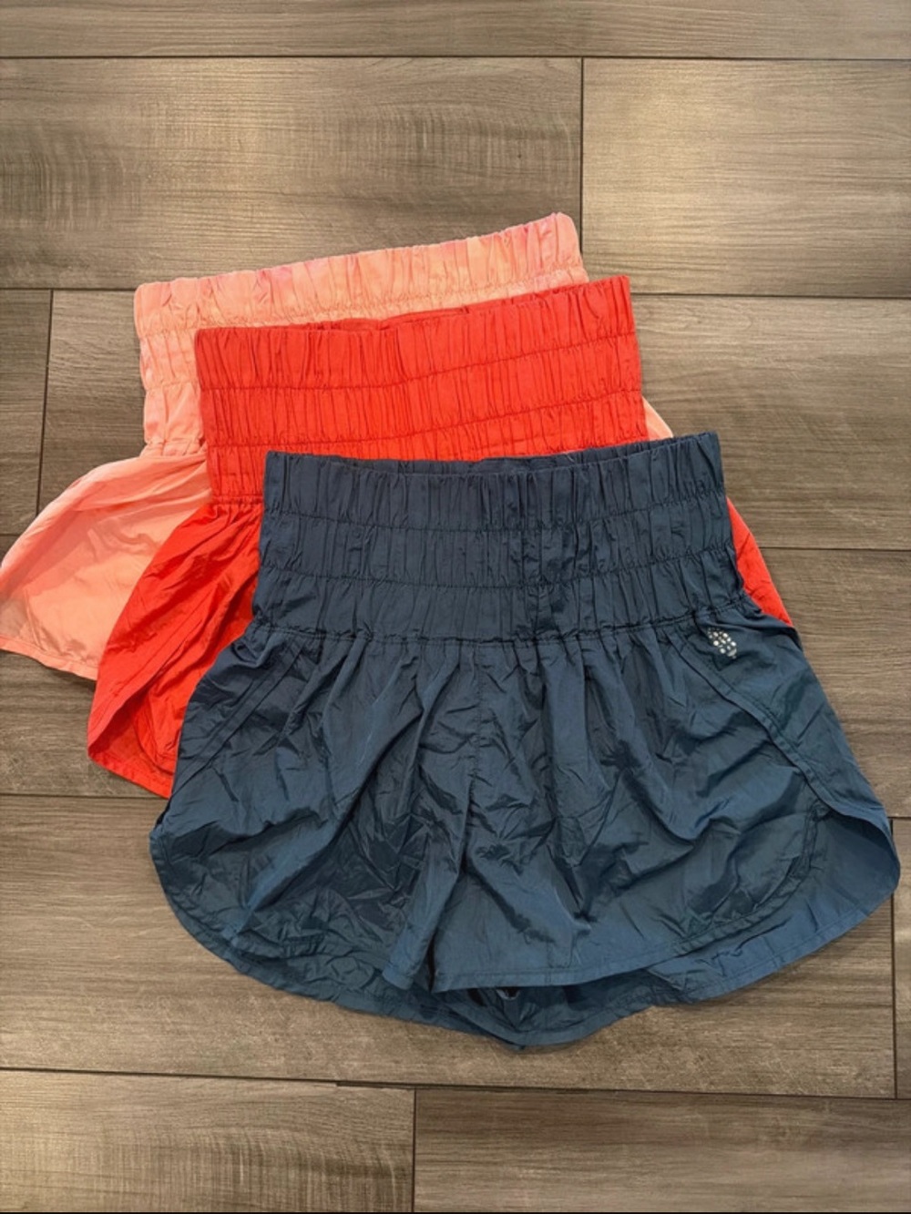 Free People Smocked Waist Athletic Shorts - Navy, Red, Peach